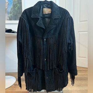 Vintage Suede Black Fringe Jacket. Heavy, well made, great condition.